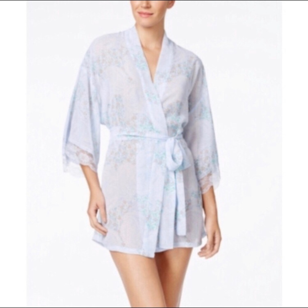 Flora by Flora Nikrooz Lace Trim Robe - Floral
